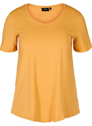 Basis t-shirt med v-hals, Spruce Yellow, Packshot image number 0