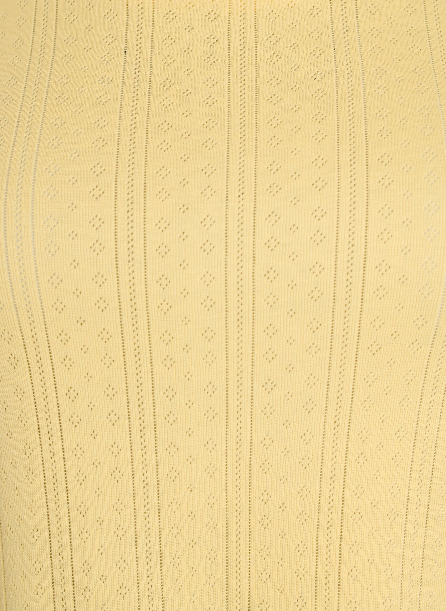 Zizzi T-shirt i bomuld med hulm&oslash;nster, Gul, Packshot image number 2