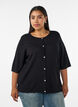 Strikket cardigan med hjerteknapper og korte &aelig;rmer, Sort, Model image number 0