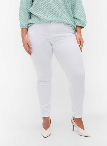 Super slim Amy jeans med høj talje, White, Model image number 2