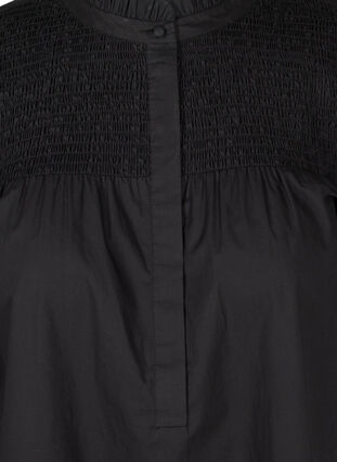 Bomulds tunika med 3/4 ærmer og flæser, Black, Packshot image number 2