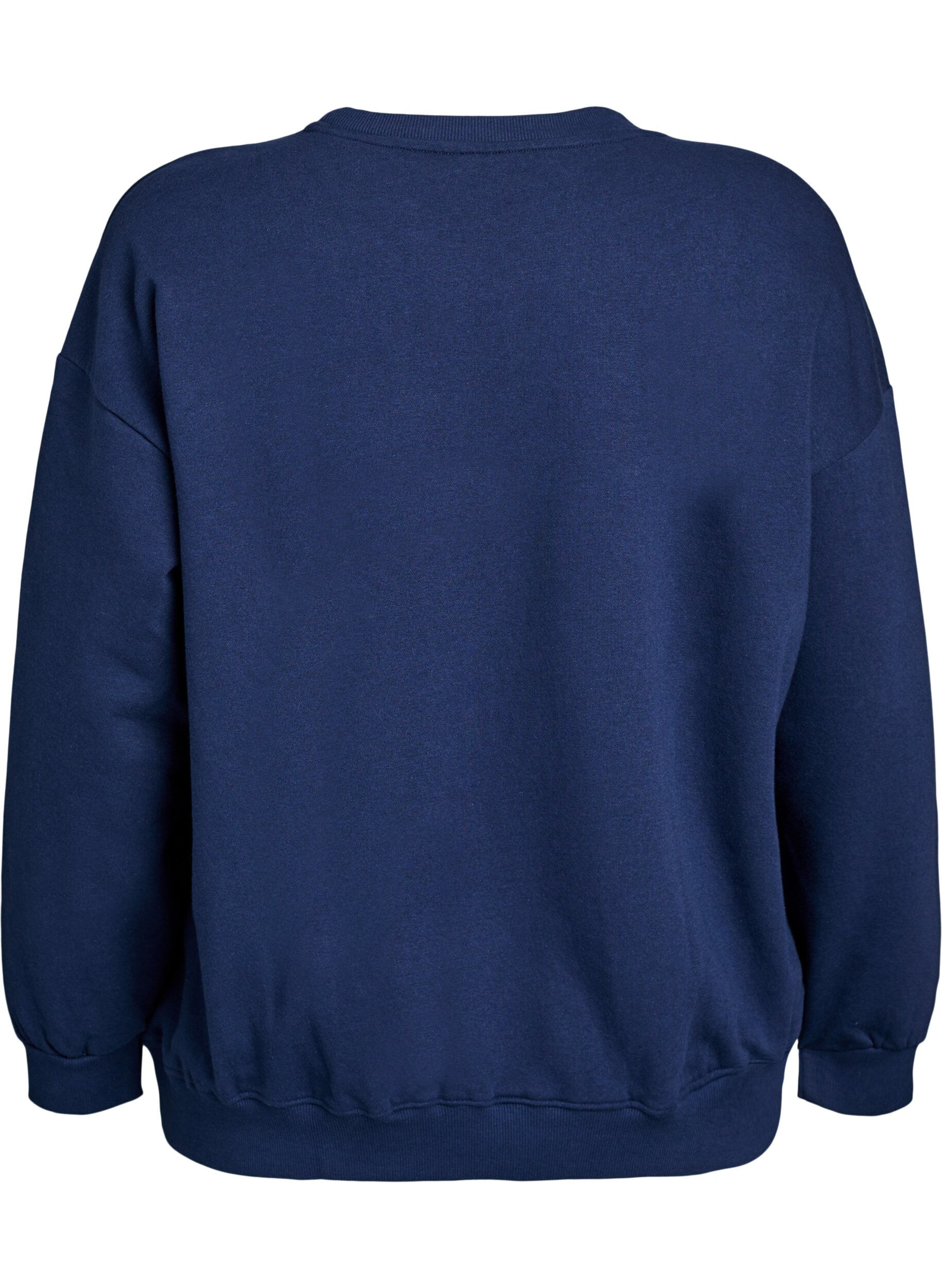Zizzi Sweatshirt med tekstmotiv, Bl&aring;, Packshot image number 1