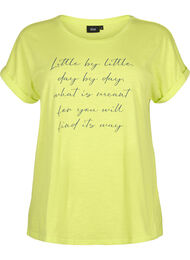 T-shirt med tryk i økologisk bomuld, Wild Lime w. Navy