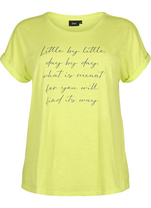 T-shirt i økologisk bomuld med tryk, Wild Lime w. Navy, Packshot image number 0