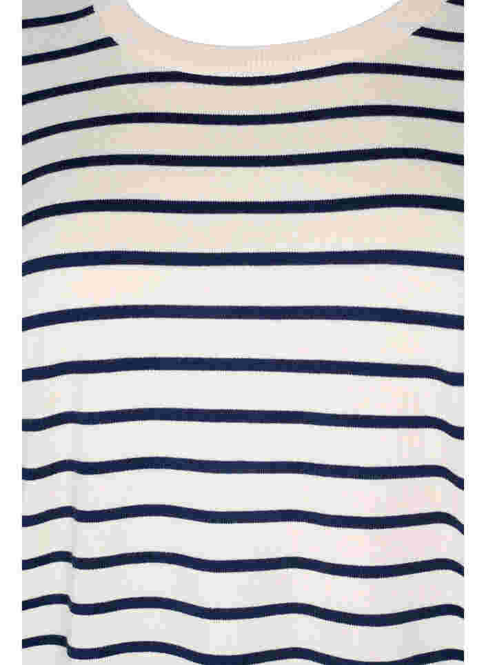 Strikket viskosebluse med lange ærmer, Birch W/Stripes, Packshot image number 2