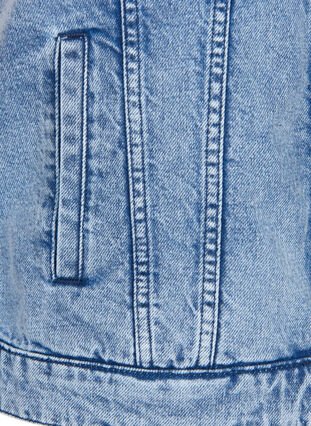 Denim vest med lommer og broderi , Blue Denim Washed, Packshot image number 3