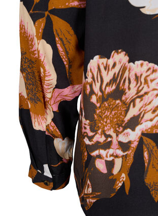 Bluse i viskose med blomsterprint, Black Flower AOP, Packshot image number 3