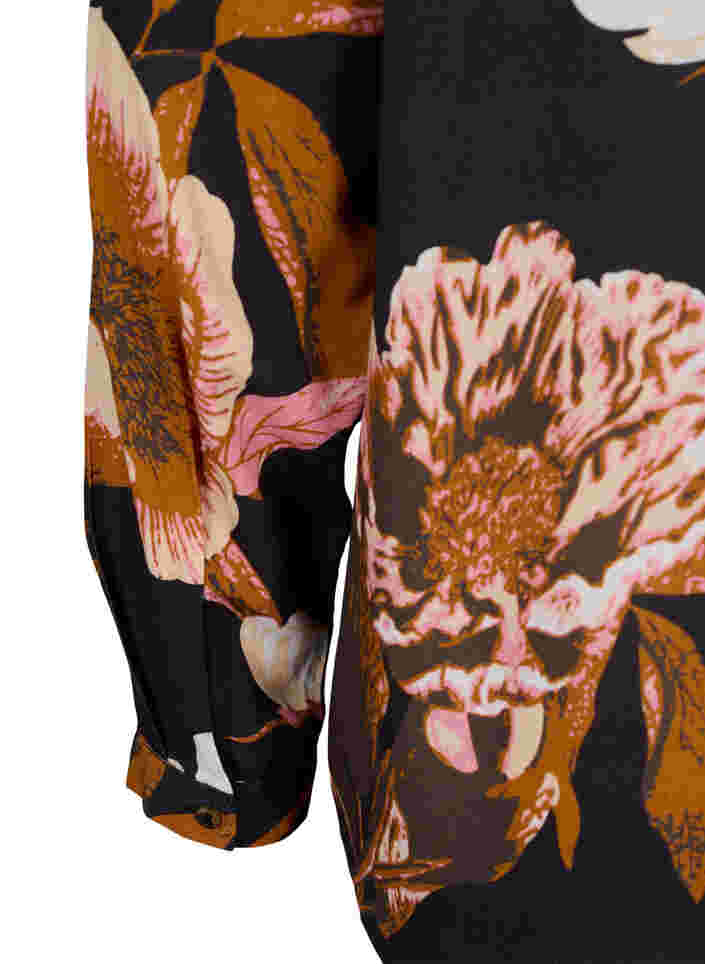 Bluse i viskose med blomsterprint, Black Flower AOP, Packshot image number 3