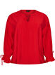 Viskosebluse med bindeb&aring;nd og fl&aelig;sedetaljer, R&oslash;d, Packshot image number 0