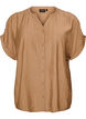 Viskosebluse med knapper og struktur, Brun, Packshot image number 0