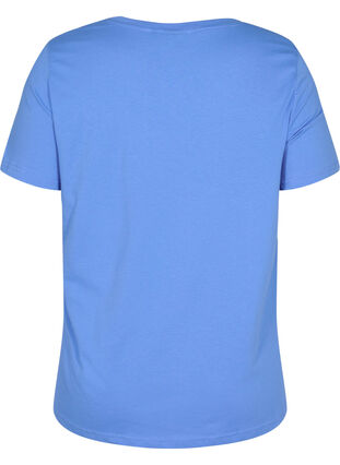 Kortærmet bomulds t-shirt med tryk , Ultramarine TEXT, Packshot image number 1