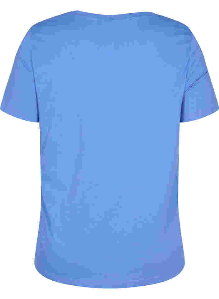 Kortærmet bomulds t-shirt med tryk , Ultramarine TEXT, Packshot image number 1