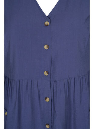 Kortærmet kjole med knapper og lommer, Nightshadow Blue, Packshot image number 2