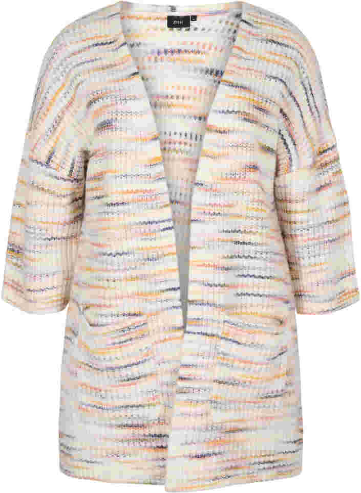 Meleret strik cardigan med cropped ærmer, Multi Color, Packshot image number 0
