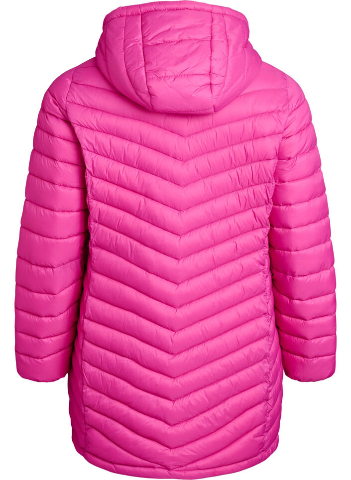 Letv&aelig;gts jakke med lommer og aftagelig h&aelig;tte , Lyser&oslash;d, Packshot image number 1