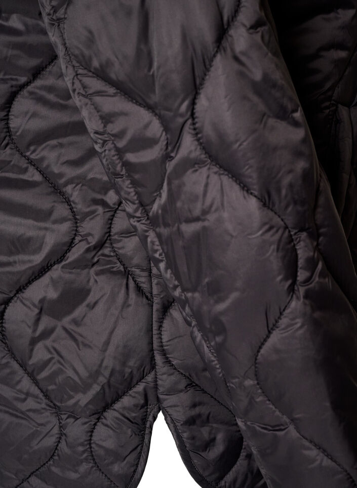Quiltet jakke med trykknapper og rund hals, Sort, Packshot image number 4