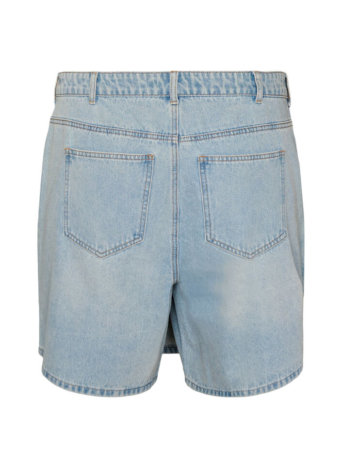 Denimskorts med sl&aring;-om-effekt og h&oslash;j talje, Bl&aring;, Packshot image number 1