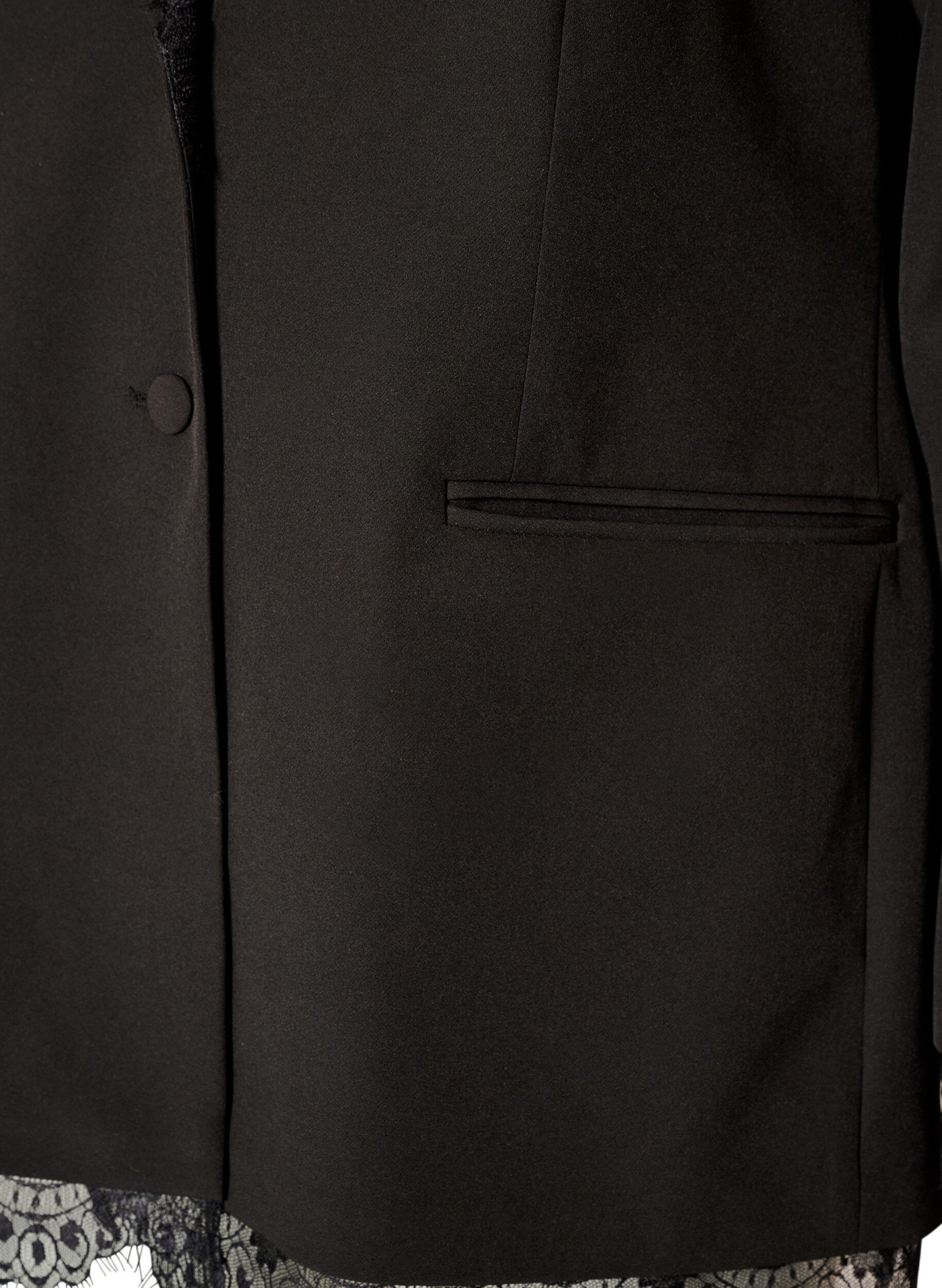 ZizziBlazer med blondekanter, Sort, Packshot image number 3