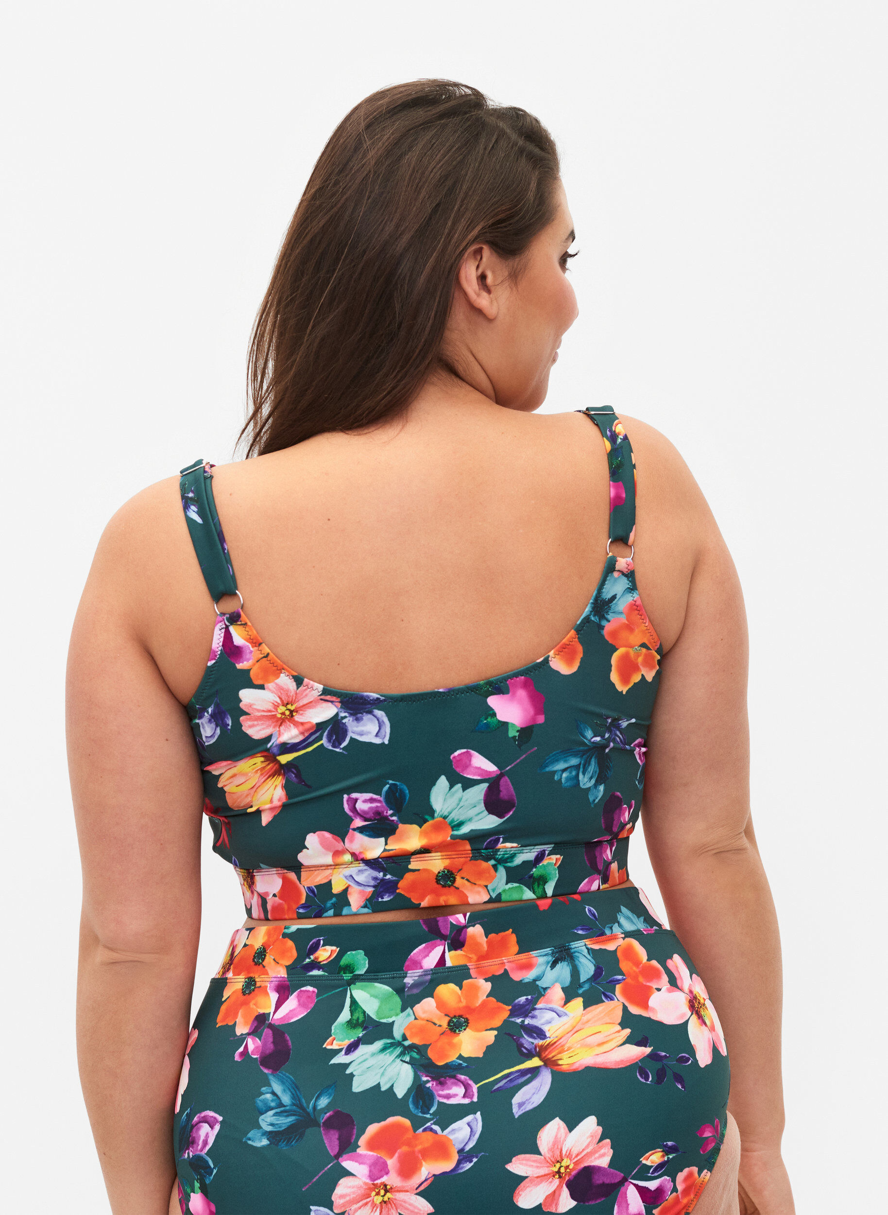 Zizzi Printet bikini top med regulerbare stropper, Meave Print, Model image number 1