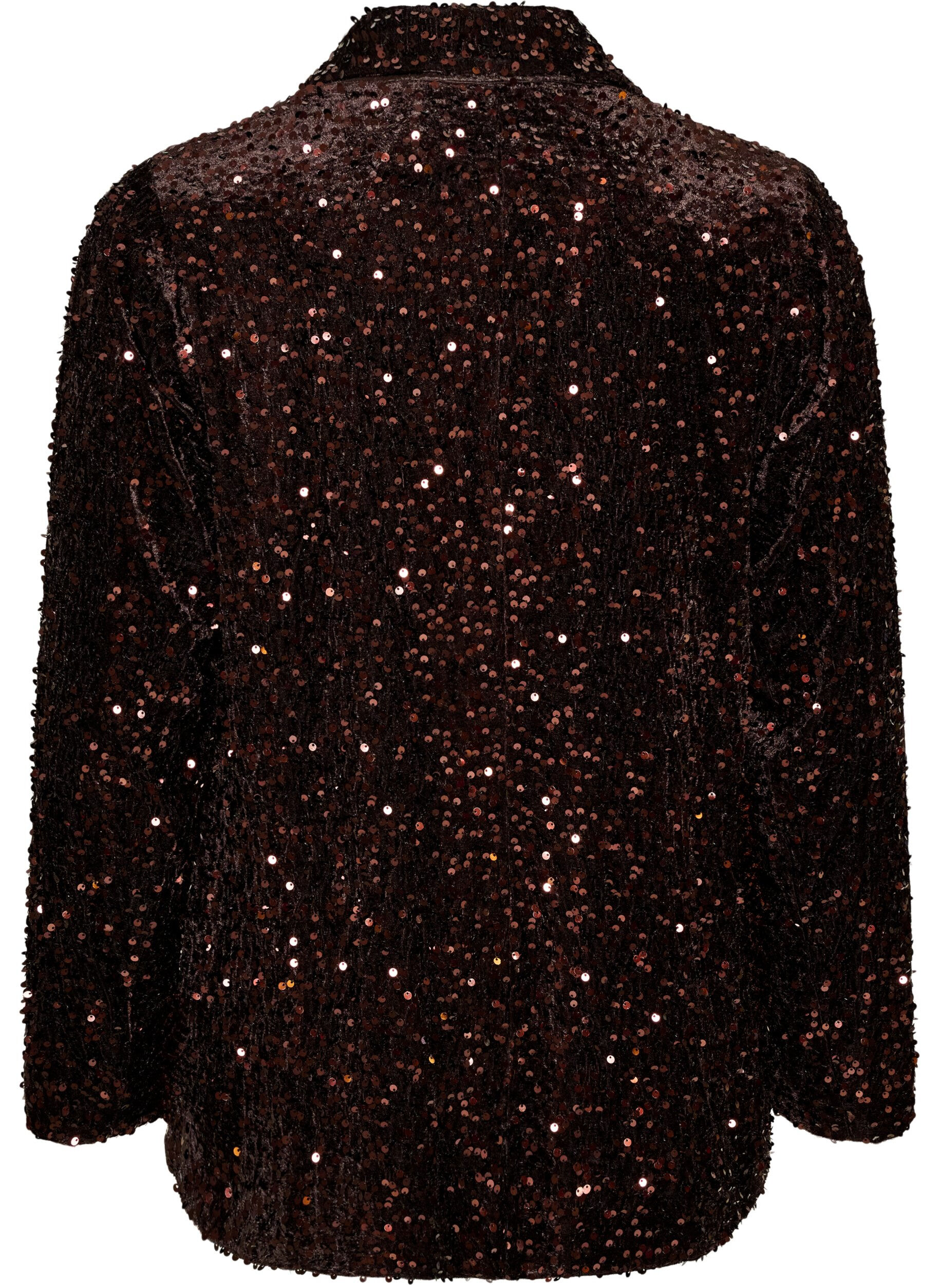 ZizziBlazer med pailletter, Brun, Packshot image number 1