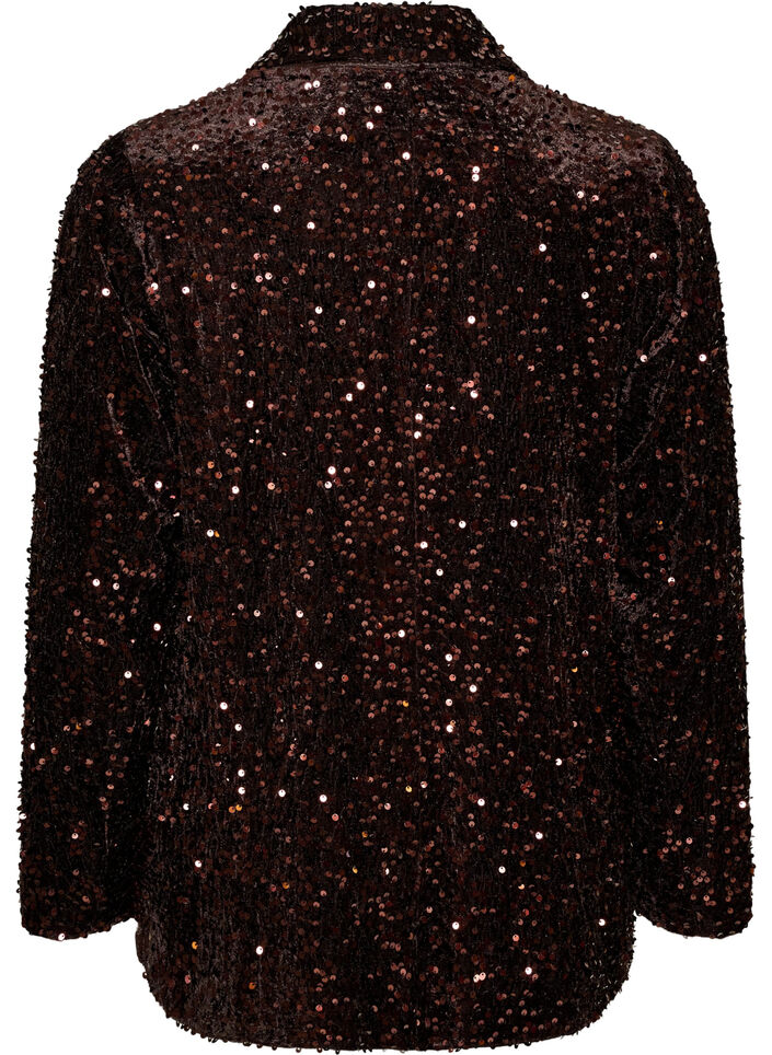 Blazer med pailletter, Brun, Packshot image number 1