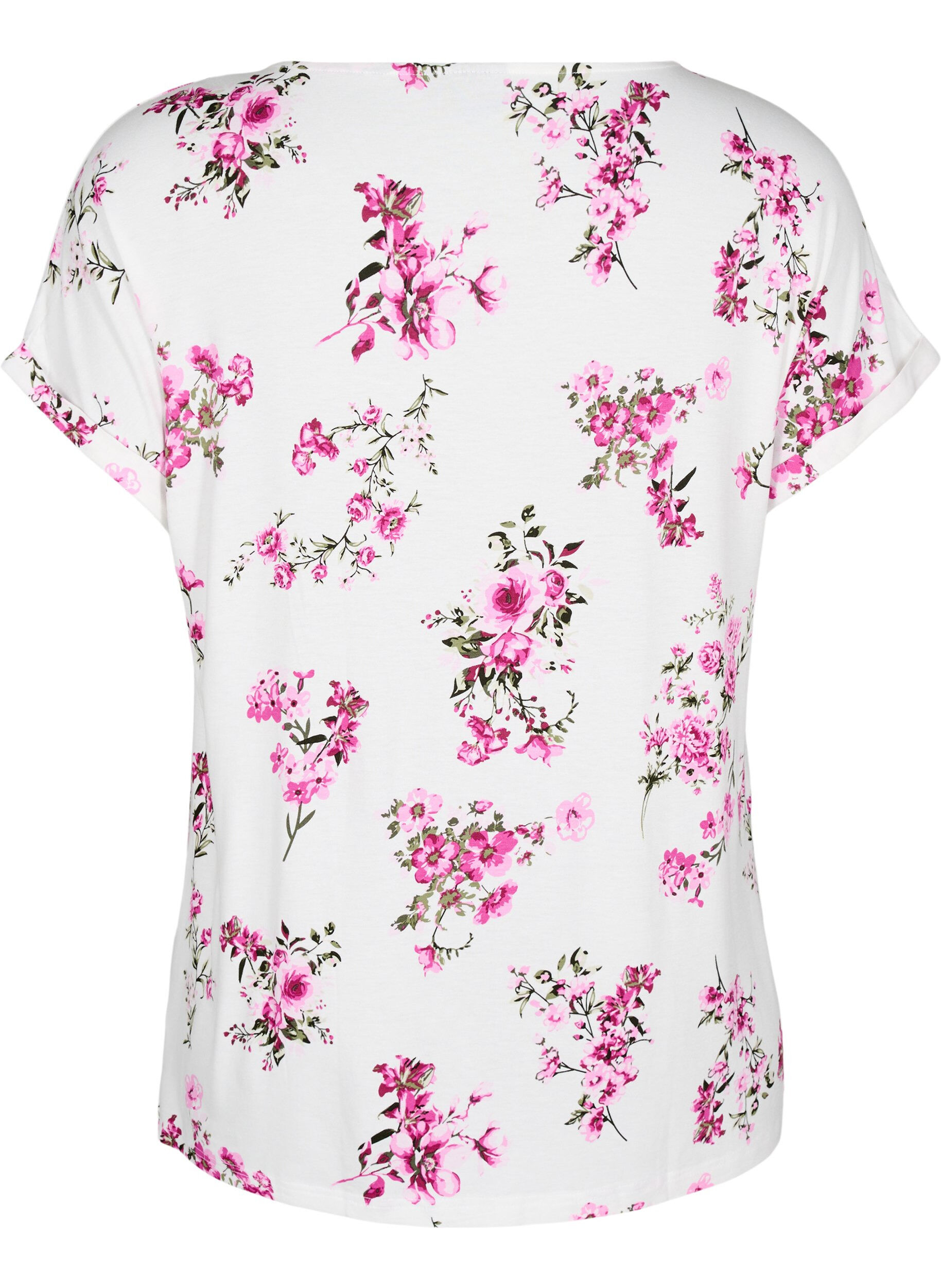 Zizzi T-shirt med blomsterprint, Lyser&oslash;d, Packshot image number 1