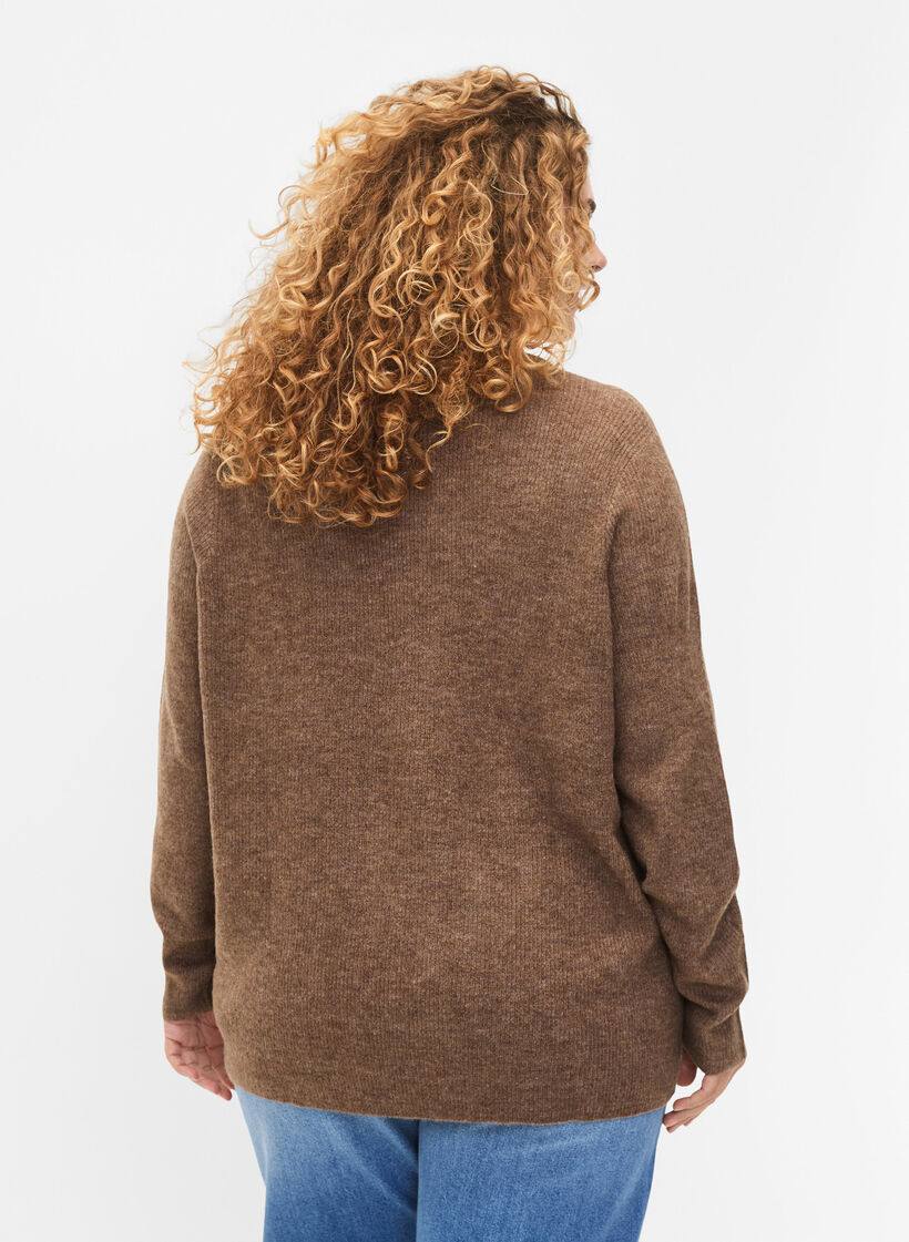 Meleret strikbluse med rund hals, Caribou Mel., Model image number 1