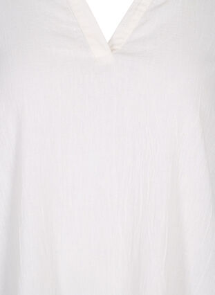 Stribet kjole i bomuld og hør, White, Packshot image number 2