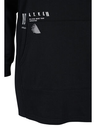 Lang sweatshirt med slids og lomme, Black, Packshot image number 3