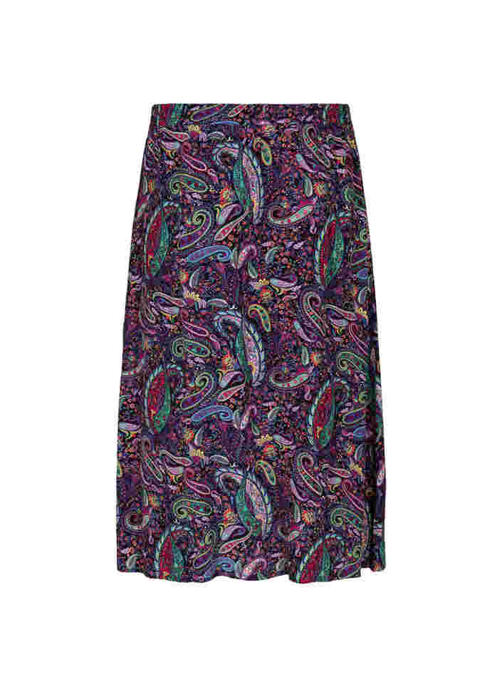 Viskose midi-nederdel i paisleyprint, Multi Paisley, Packshot image number 1