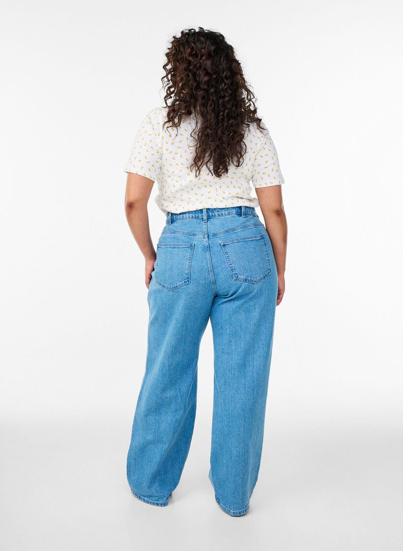 T-shirt i bomuld med allover print, Hvid, Model image number 2