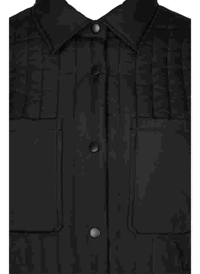 Quiltet jakke med brystlommer og krave, Black, Packshot image number 2