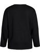 Jerseybluse med diagonal fl&aelig;sedetalje, Sort, Packshot image number 1