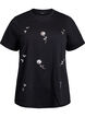 T-shirt med paillet-blomster, Sort, Packshot image number 0