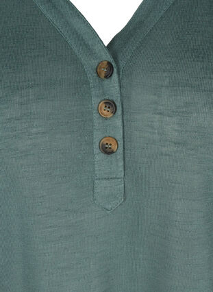Kortærmet t-shirt med knapper , Balsam Green, Packshot image number 2