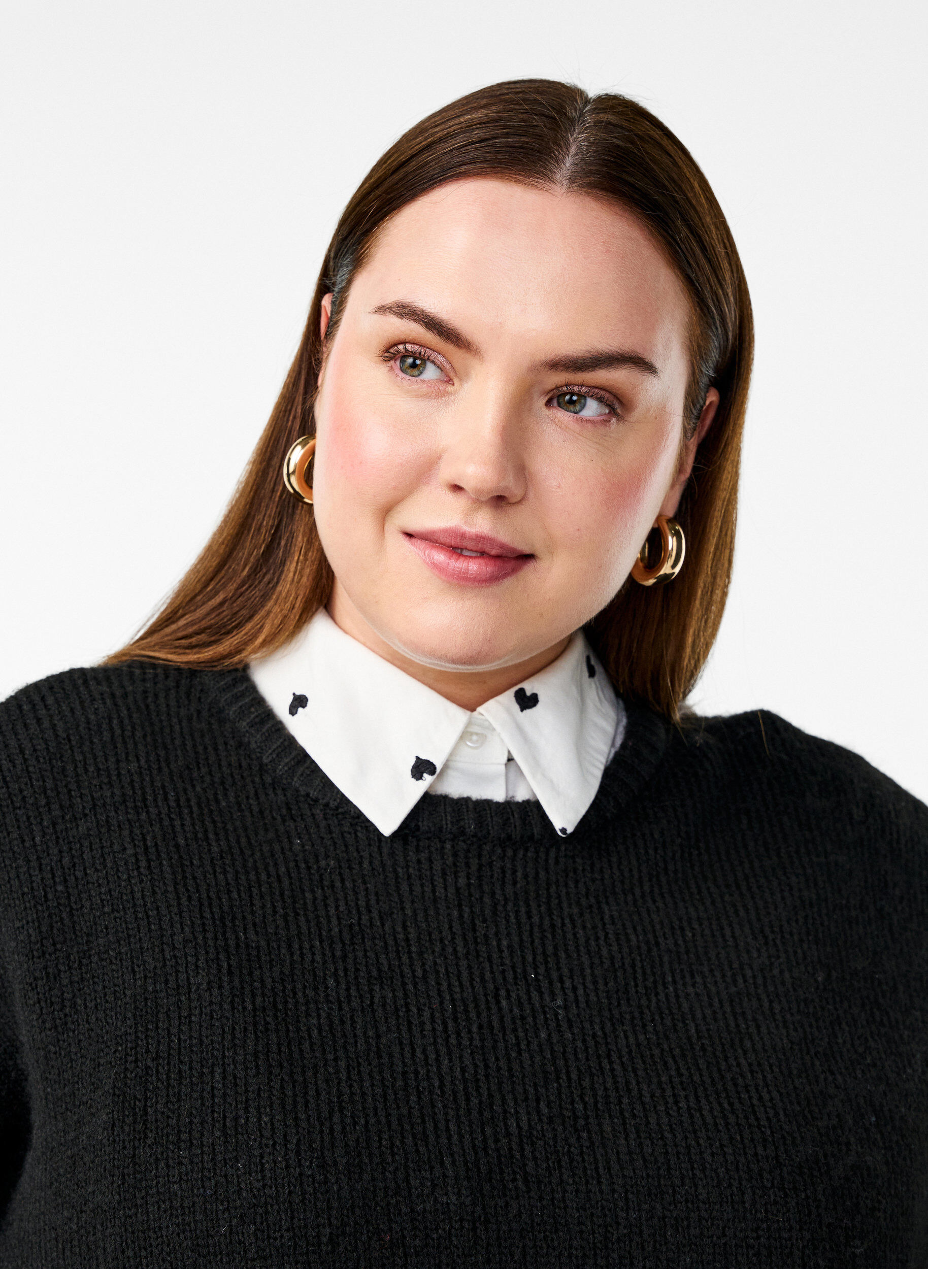 Zizzi L&oslash;s krave med broderede hjerter, White, Model image number 0