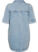 Kort&aelig;rmet denimkjole med krave og knaplukning, Bl&aring;, Packshot image number 1