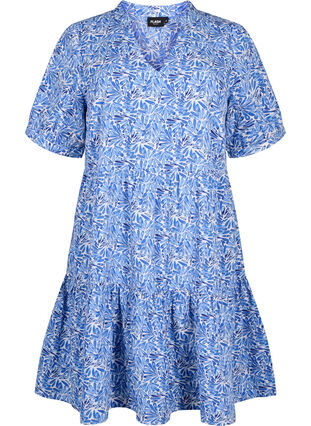 FLASH - Kjole med print og a-snit, White Blue AOP, Packshot image number 0