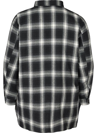 Ternet skjorte med brystlommer, Black checked, Packshot image number 1