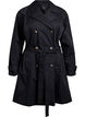 Mellemlang trenchcoat med bælte, Black, Packshot image number 0