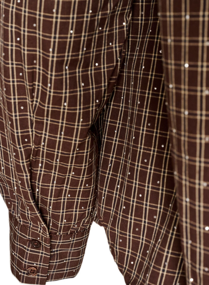 Ternet skjorte med rhinsten, Brun, Packshot image number 3