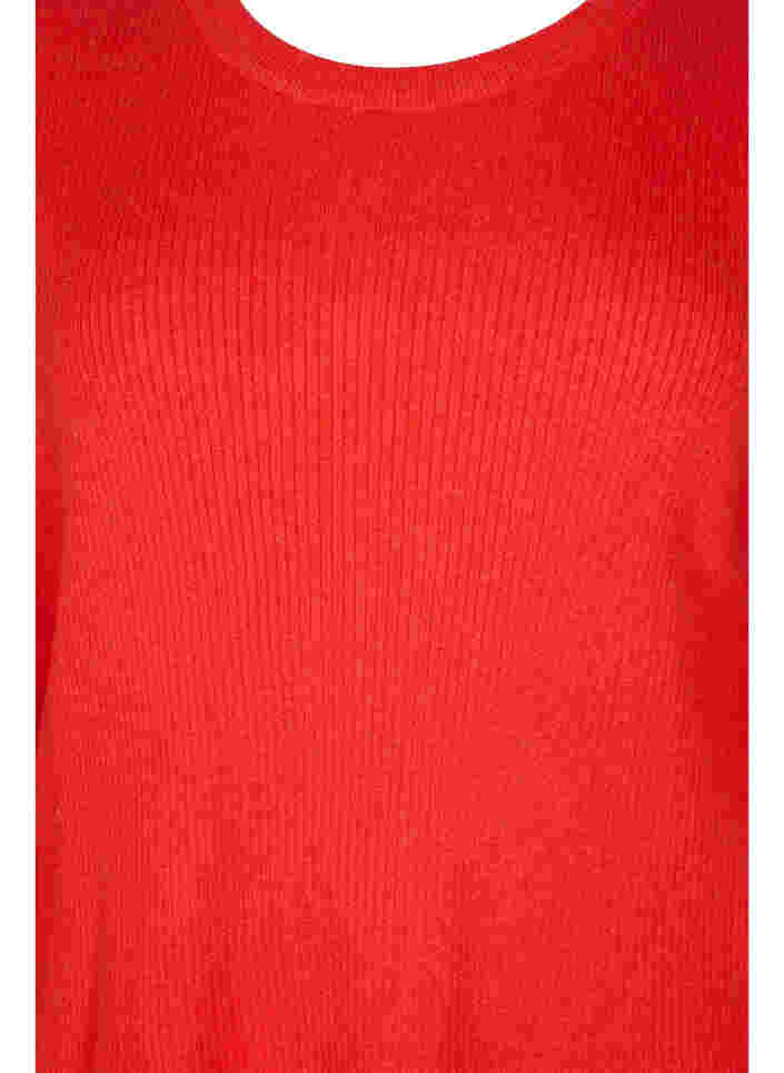 Strikbluse med ribstruktur og slids, Fiery Red Mel., Packshot image number 2