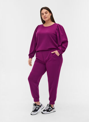 Sweatbukser med lommer, Dark Purple, Model image number 0