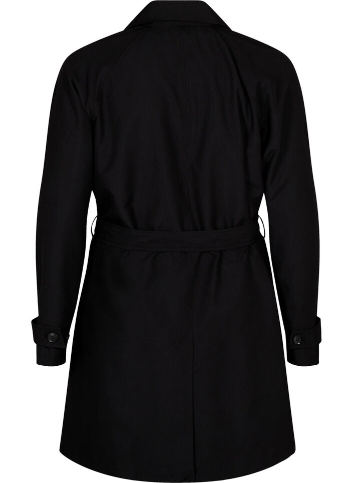 Trenchcoat med bælte og slids, Black, Packshot image number 1