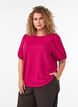 Bluse med struktur og korte &aelig;rmer, Lyser&oslash;d, Model image number 0