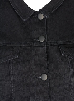 Kort denim jakke med rå kanter, Black, Packshot image number 2