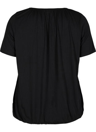 Kortærmet viskose t-shirt med elastik , Black, Packshot image number 1