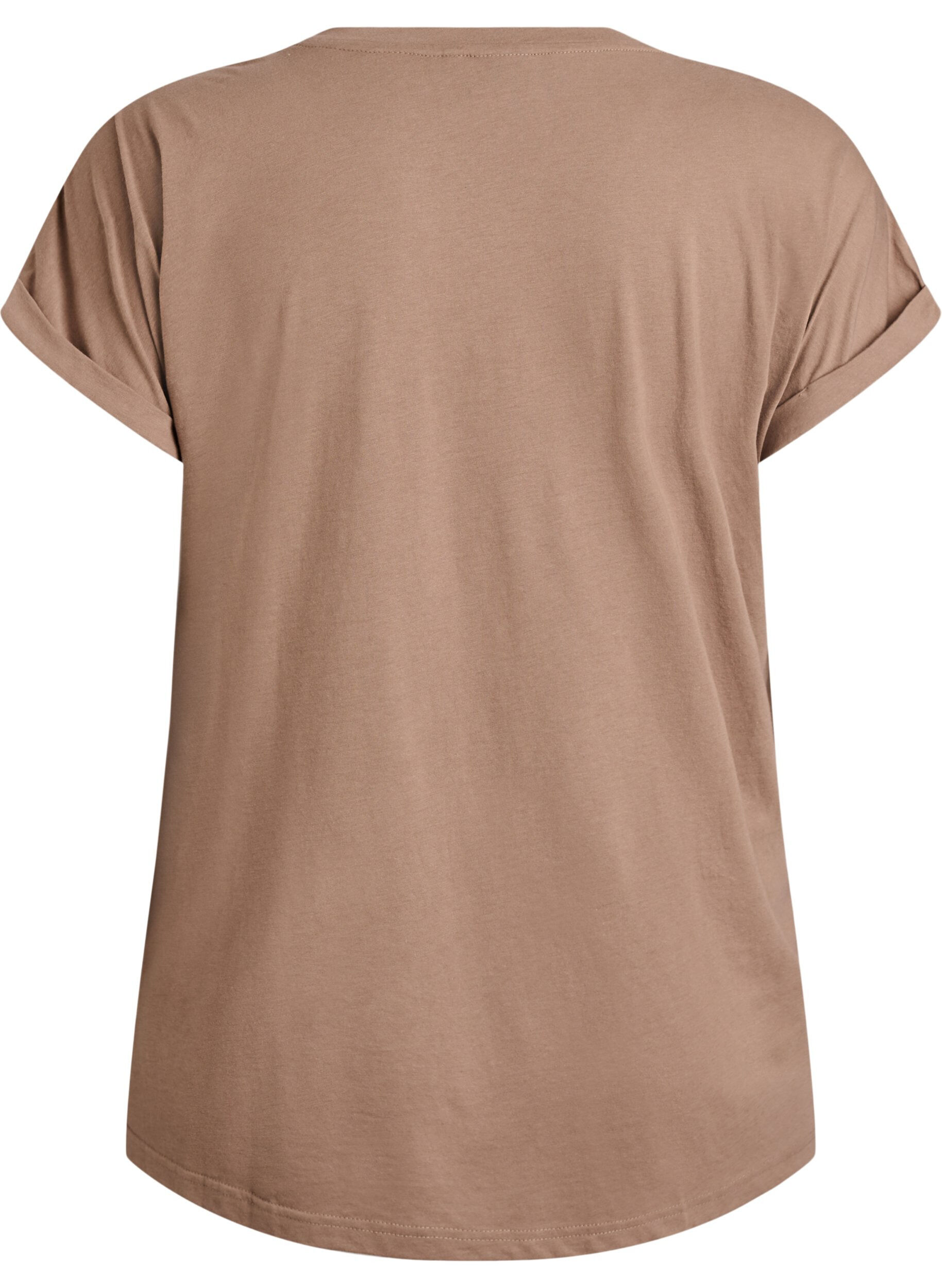 ZizziKort&aelig;rmet t-shirt i bomuldsblanding, Brun, Packshot image number 1