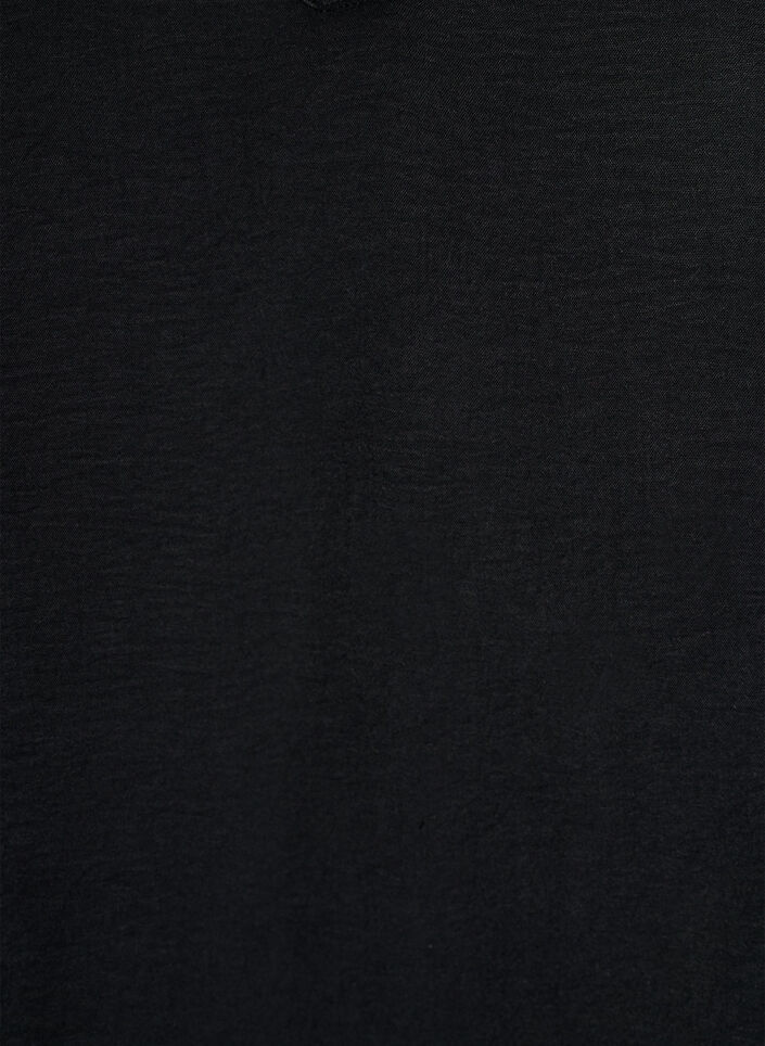 Bluse med smock manchetter og V-udsk&aelig;ring, Sort, Packshot image number 2