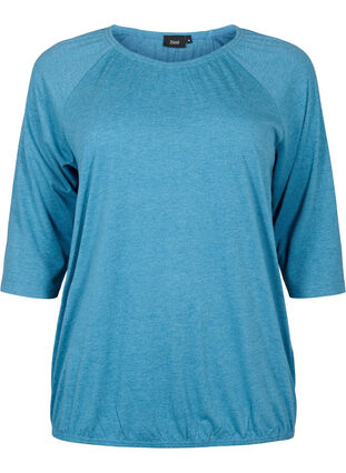 Meleret bluse med 3/4 ærmer, Legion Blue Mel., Packshot image number 0
